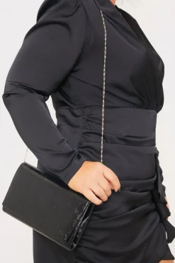 Clearance In The Style Leather Look Clutch Bag