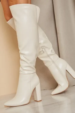 Sale In The Style Leather Look Knee High Boots
