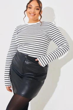 Sale In the Style Leather Look Mini Skirt Black