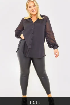 Clearance In the Style Leather Look Snake Leggings Black