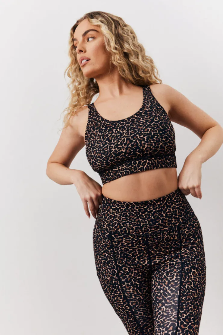 In The Style Leopard Print Racer Back Sports Co-Ord Bra Multi