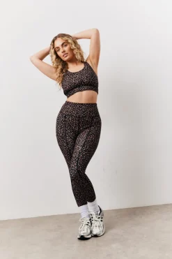In The Style Leopard Print Racer Back Sports Co-Ord Bra Multi