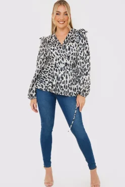Sale In the Style Leopard Print Wrap Blouse Multi