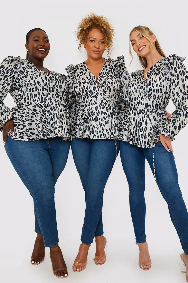 Sale In the Style Leopard Print Wrap Blouse Multi