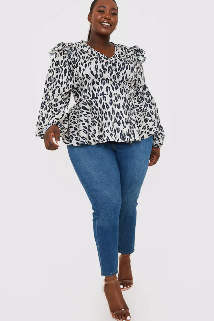 Sale In the Style Leopard Print Wrap Blouse Multi