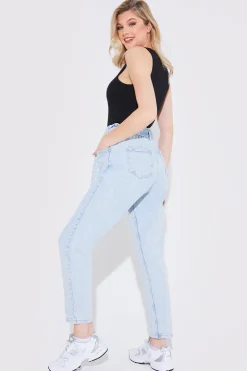 Best Fits Light Wash Paperbag Tie Waist Jeans Blue