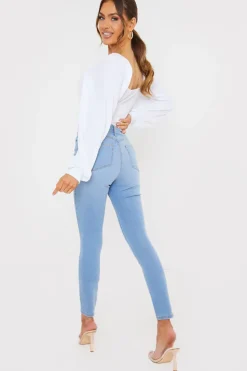 Clearance In the Style Light Wash Skinny Jeans Blue