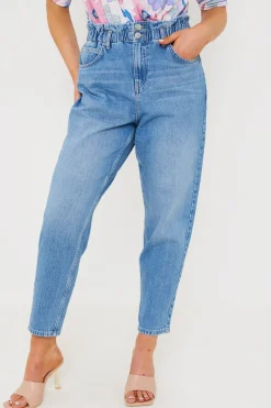 Online In the Style Lightwash Paperbag Jeans Denim