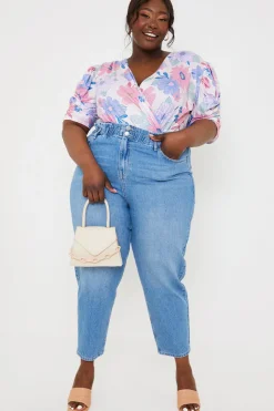 Online In the Style Lightwash Paperbag Jeans Denim