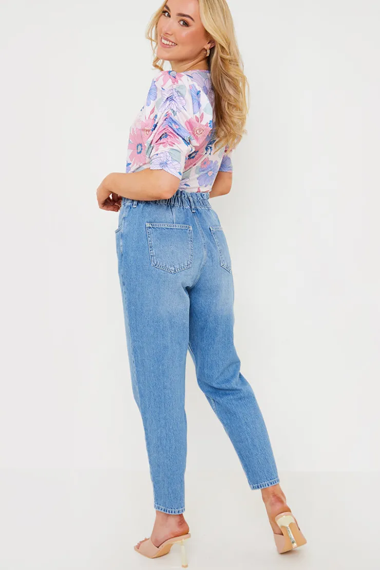 Online In the Style Lightwash Paperbag Jeans Denim