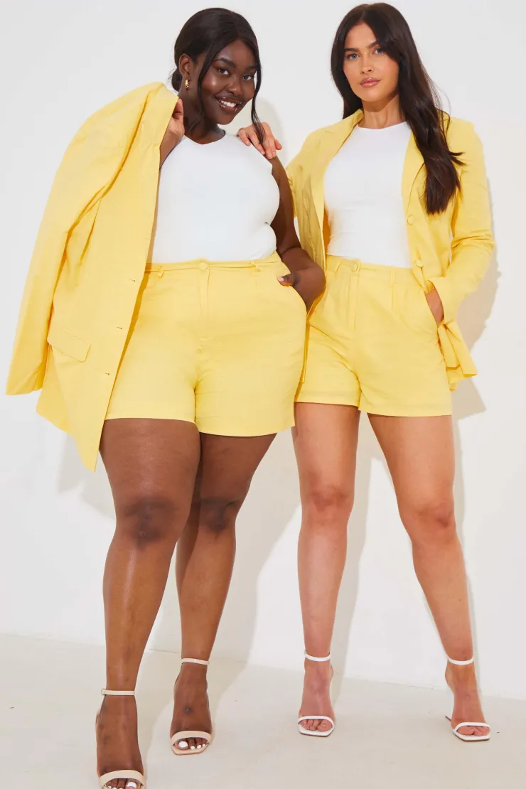Outlet In the Style Linen Look Co-Ord Blazer Lemon