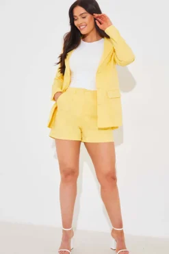 Outlet In the Style Linen Look Co-Ord Blazer Lemon