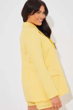 Outlet In the Style Linen Look Co-Ord Blazer Lemon