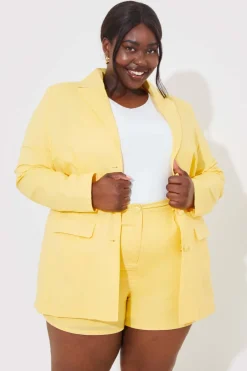 Outlet In the Style Linen Look Co-Ord Blazer Lemon