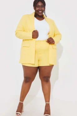 Outlet In the Style Linen Look Co-Ord Blazer Lemon