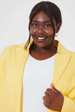 Outlet In the Style Linen Look Co-Ord Blazer Lemon