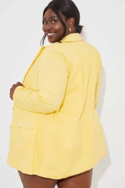 Outlet In the Style Linen Look Co-Ord Blazer Lemon