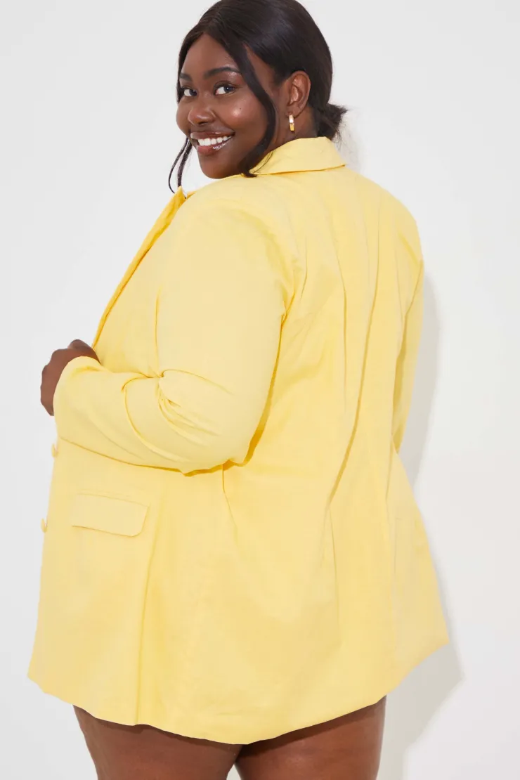 Outlet In the Style Linen Look Co-Ord Blazer Lemon