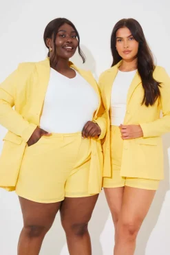 Sale In the Style Linen Look Co-Ord Shorts Lemon