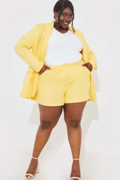 Sale In the Style Linen Look Co-Ord Shorts Lemon