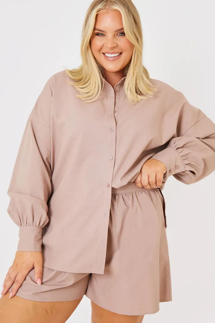 Clearance In the Style Linen Look Floaty Co-Ord Shorts Mocha