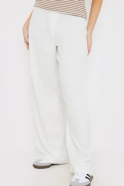 Sale In the Style Linen Look Wide Leg Trousers Cream