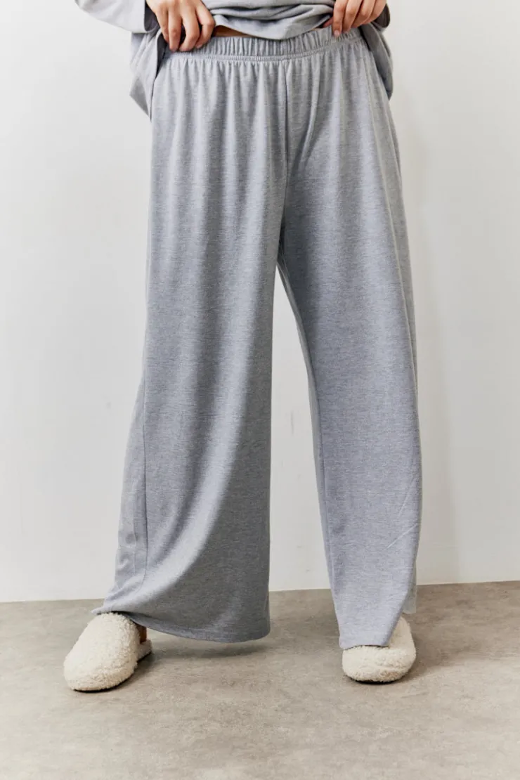 Discount In The Style Long Sleeve Top and Trouser Slogan PJ Set Grey