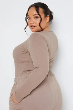 Best In The Style Long Sleeved Ribbed Square Neck Bodysuit