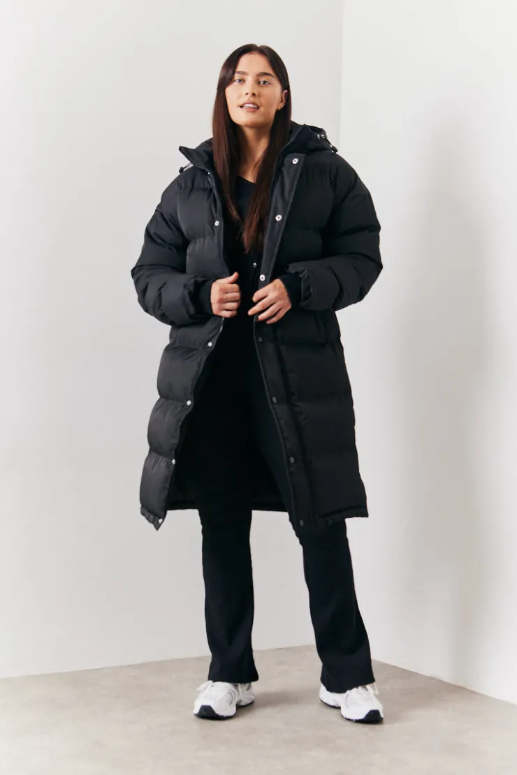 Discount In the Style Longline Puffer Coat Black