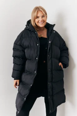 Discount In the Style Longline Puffer Coat Black