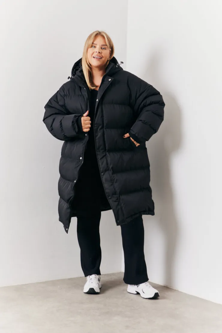 Discount In the Style Longline Puffer Coat Black