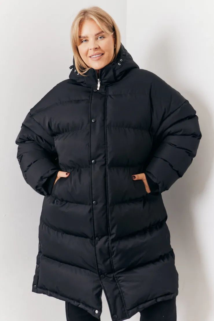 Discount In the Style Longline Puffer Coat Black