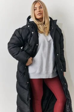 In the Style Longline Puffer Jacket Black