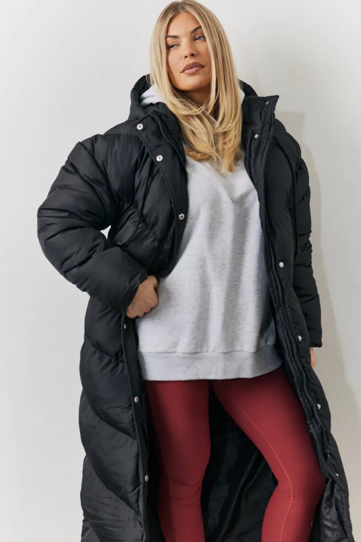 In the Style Longline Puffer Jacket Black