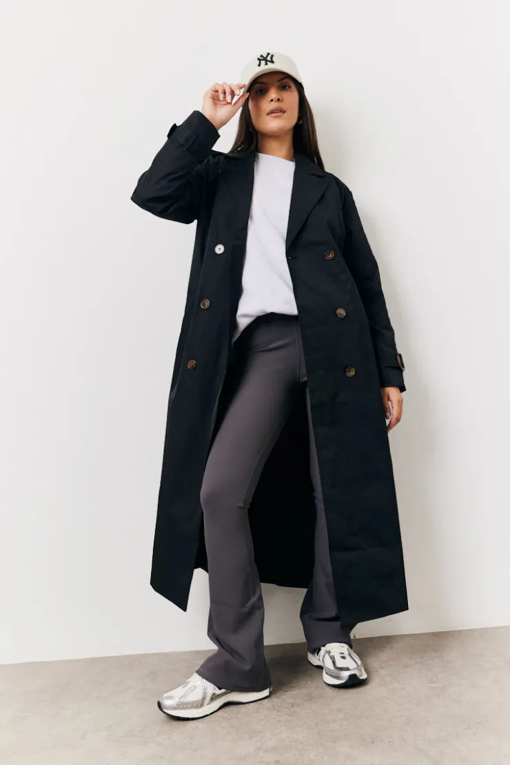 Fits Longline Trench Coat Black