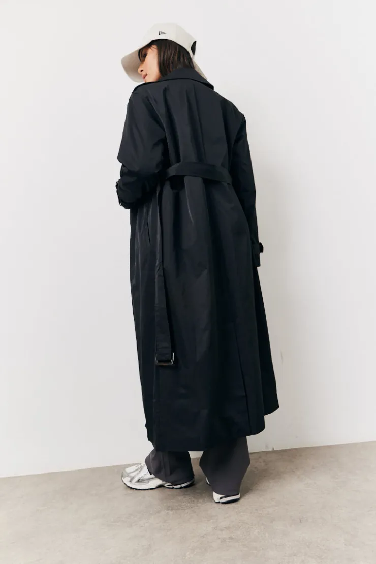Fits Longline Trench Coat Black
