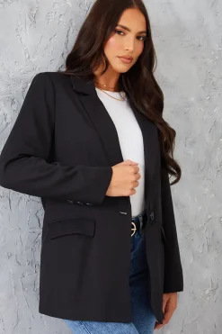 Outlet In the Style Longlined Tailored Blazer Black