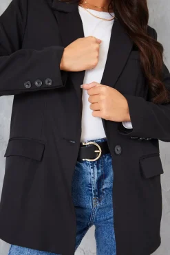 Outlet In the Style Longlined Tailored Blazer Black