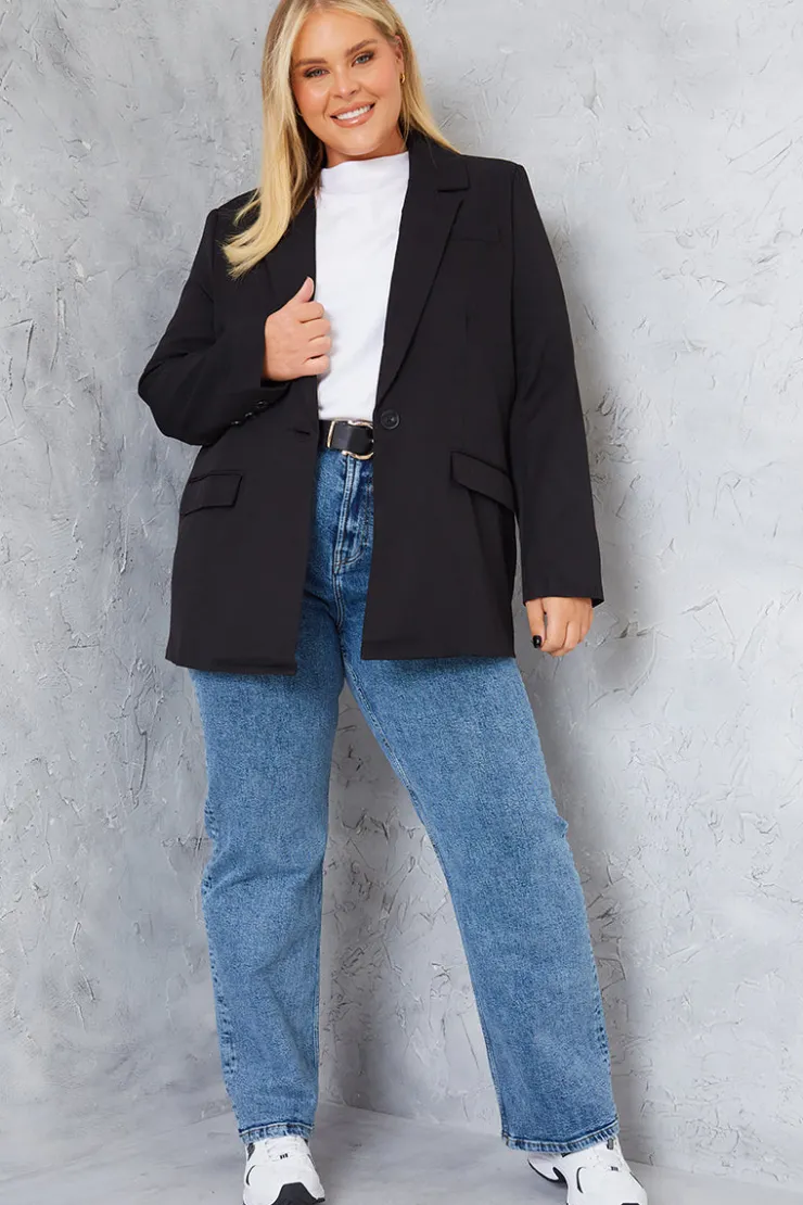 Outlet In the Style Longlined Tailored Blazer Black