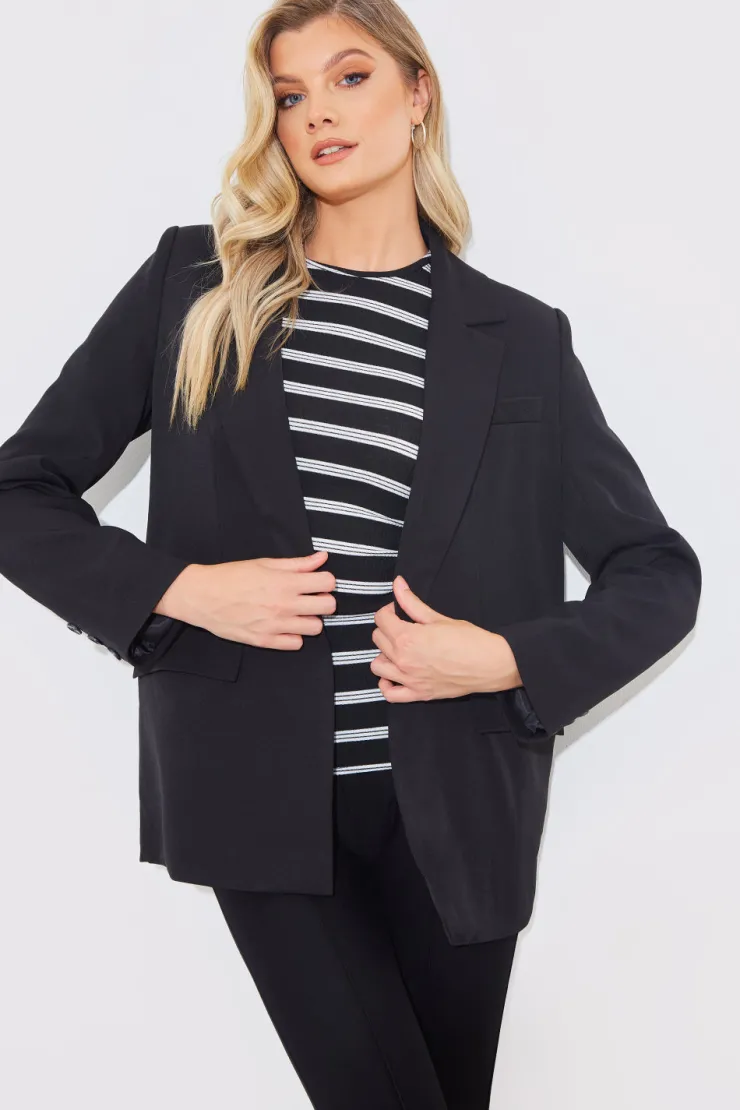 Outlet In the Style Longlined Tailored Blazer Black