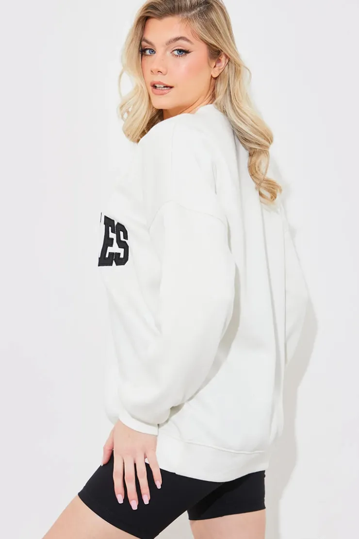 Sale In The Style Los Angeles Oversized Sweater Cream