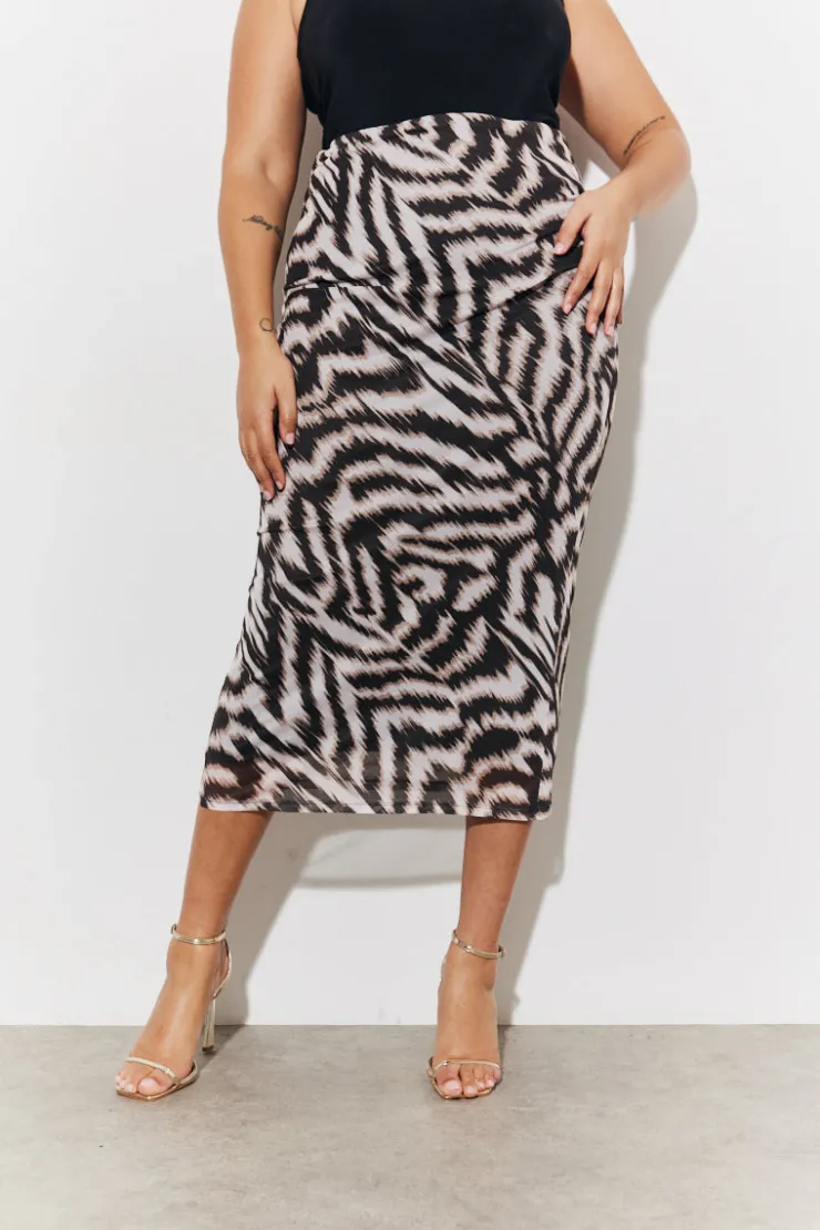 Outlet In The Style Magic Sculpting Printed Bodycon Midi Skirt Multi