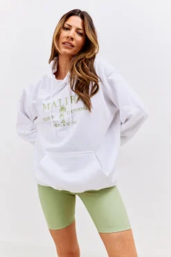 New In The Style Malibu Graphic Hoodie White