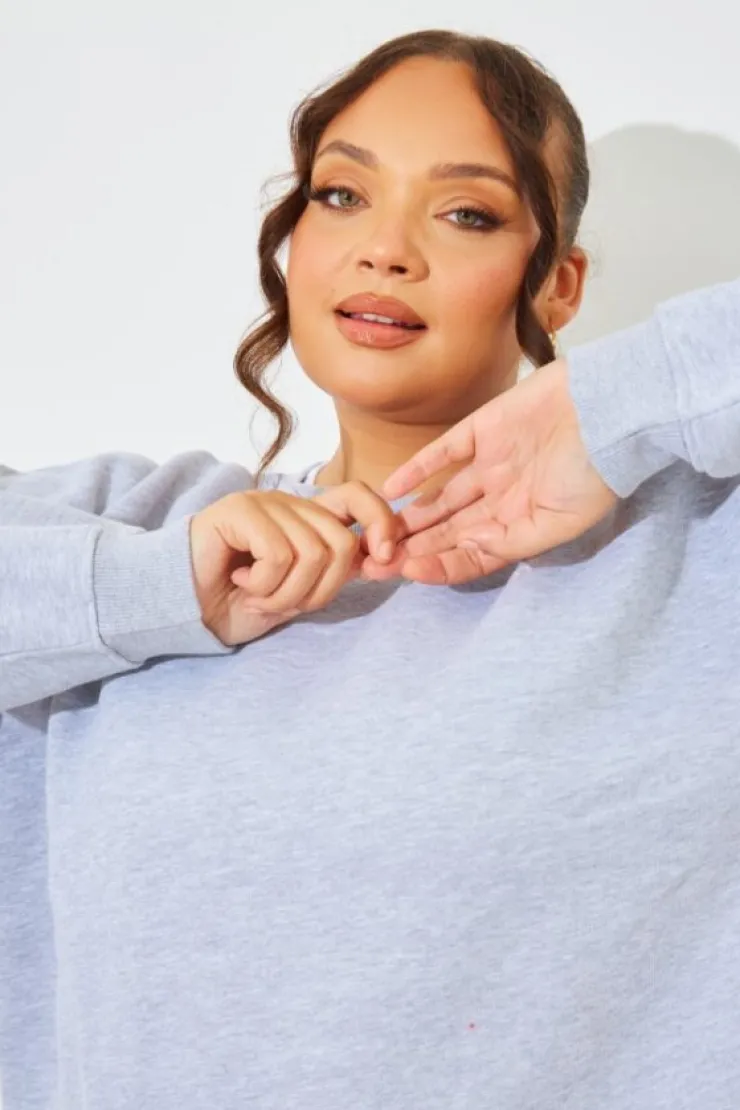 Clearance In The Style Marl Crew Neck Fleeceback Sweater Grey