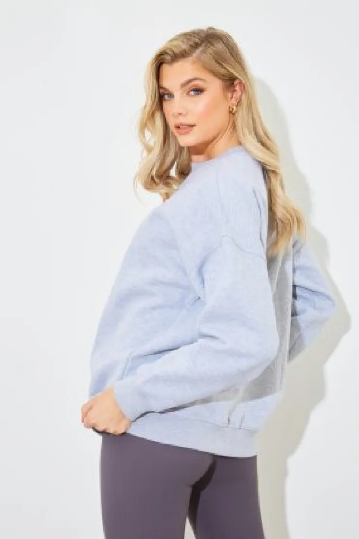 Clearance In The Style Marl Crew Neck Fleeceback Sweater Grey