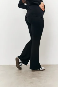Best In the Style Maternity Kick Flare Leg Trouser Black