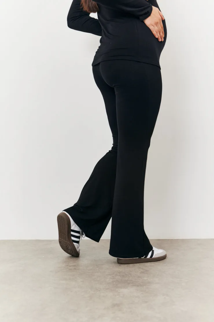 Best In the Style Maternity Kick Flare Leg Trouser Black