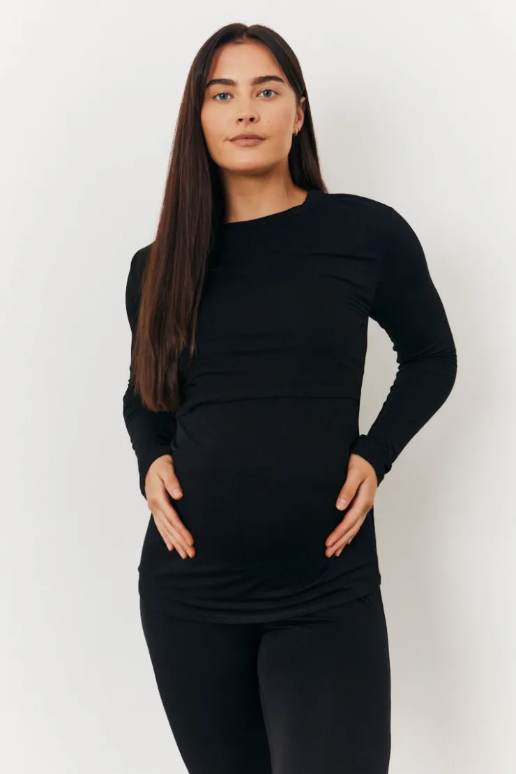 In the Style Maternity Long Sleeve T Shirt Black