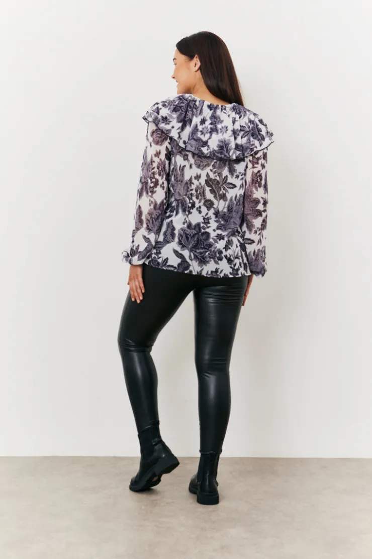 Discount In the Style Maternity Ruffle Blouse monochrome