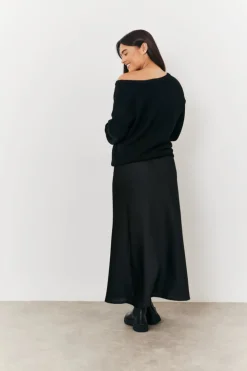 Best In the Style Maternity Satin Slip Midaxi Skirt Black